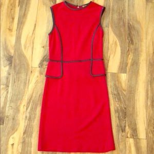 Gorgeous Tory Burch red with leather trim sheath